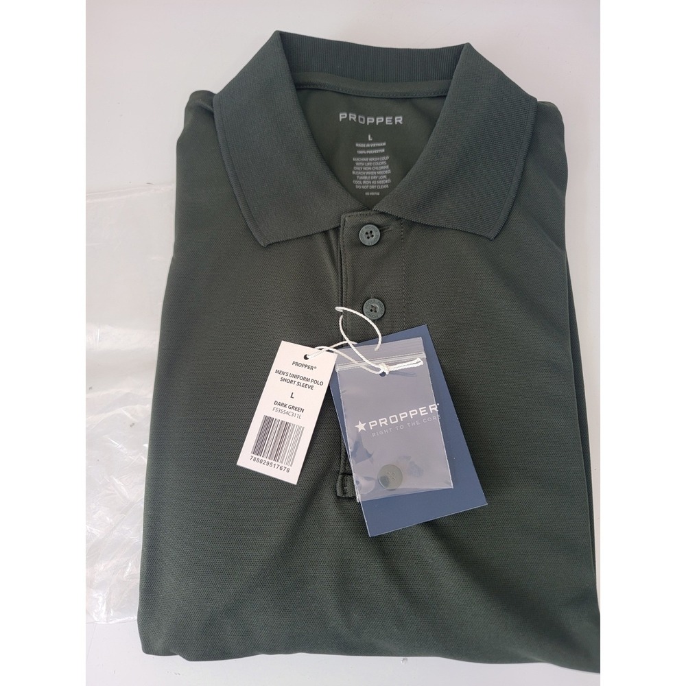 Propper Men's Polo Shirt Dark Green Large Short Sleeve Uniform Tactical
